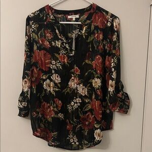 Maurices Black and Red Floral Blouse